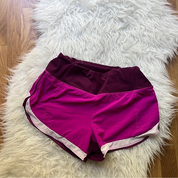 DONATED Athleta Running Shorts, Pink, Burgundy and White Colorblock, Size Small - Picture 1 of 3